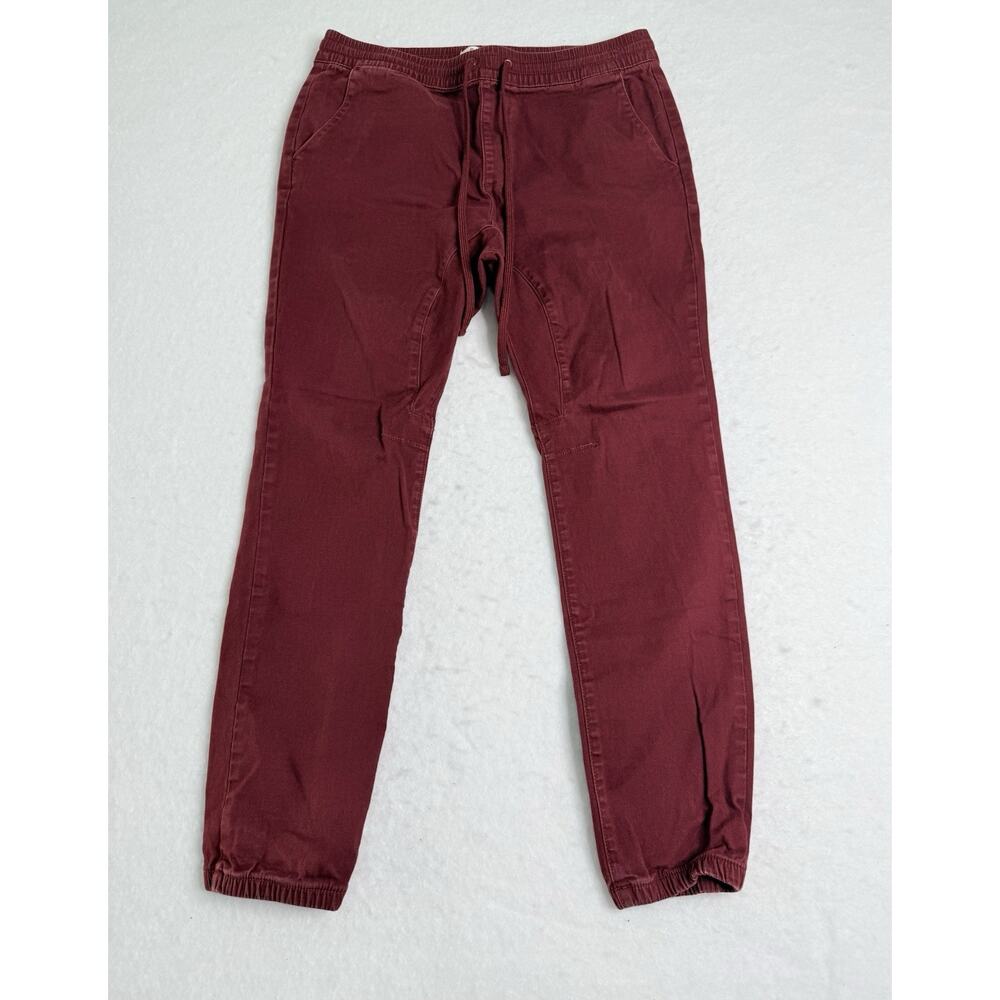 PacSun Burgundy Men’s Jogger Pants Elastic Waist Flat Front Pre-Owned Size L - Picture 2 of 6